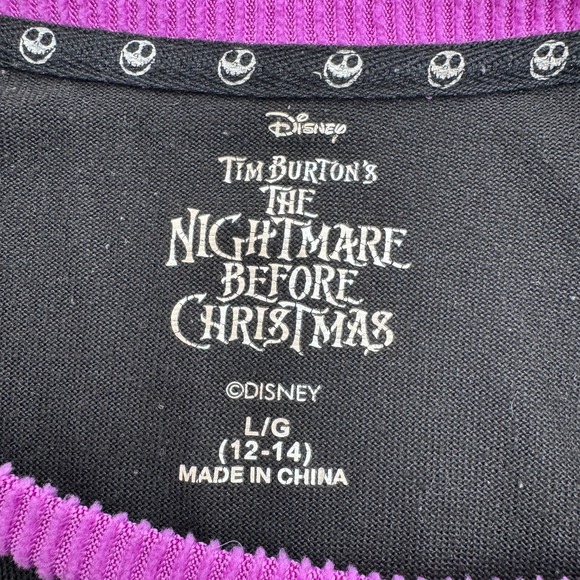 DISNEY Girls Large 12-14 The Nightmare Before Christmas Sleep Shirt Black Purple - Picture 4 of 9